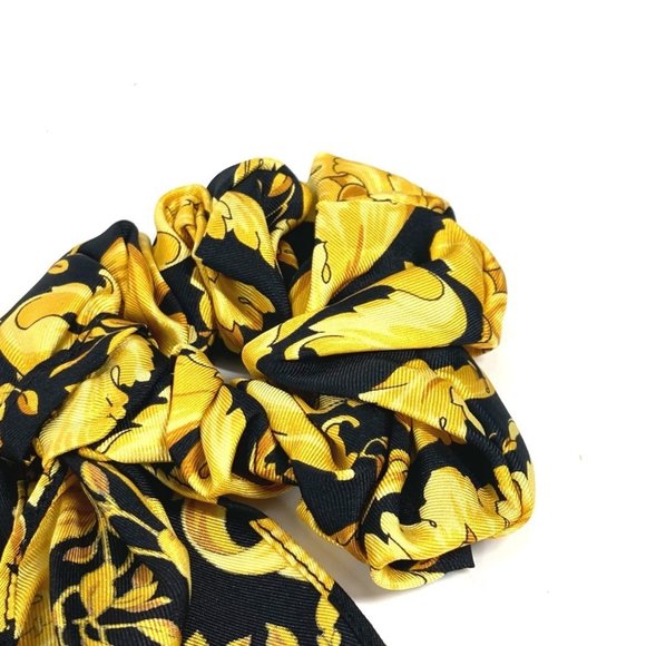 VERSACE Greca Logo Hair Tie Accessory Bicolor Scrunchie Silk Women\'s Yellow main image 5